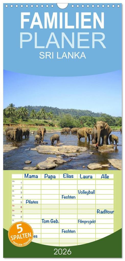 Familienplaner 2026 - Sri Lanka mit 5 Spalten (Wandkalender 21 x 45 cm) CALVENDO