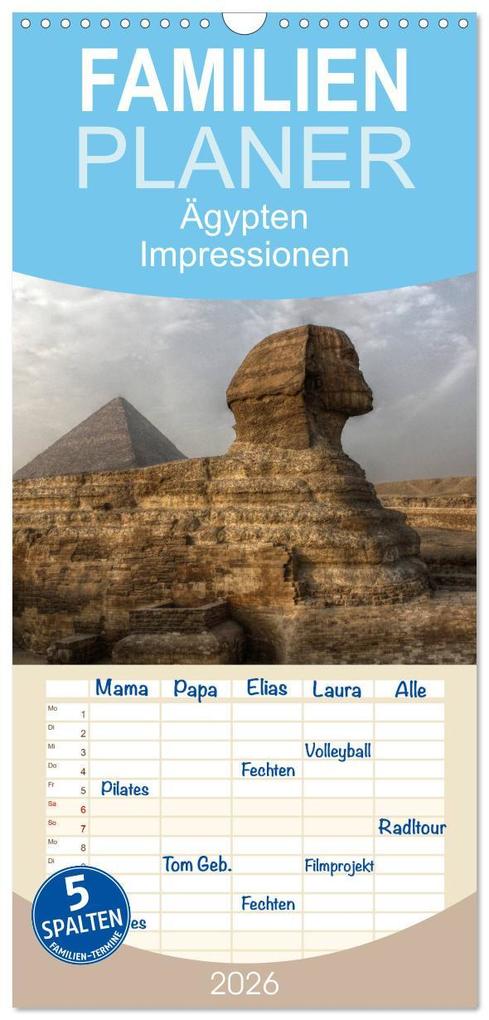 Familienplaner 2026 - Ägypten - Impressionen mit 5 Spalten (Wandkalender 21 x 45 cm) CALVENDO