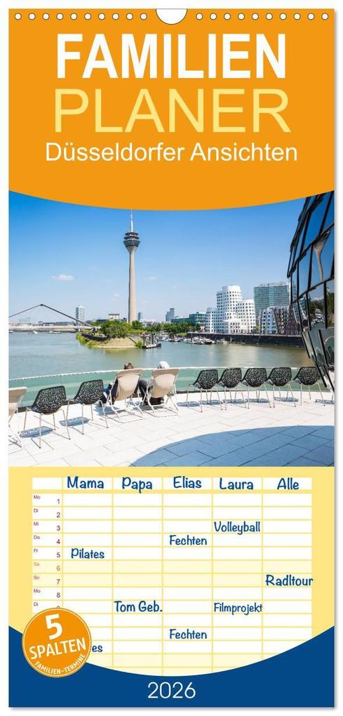 Familienplaner 2026 - Düsseldorfer - Ansichten mit 5 Spalten (Wandkalender 21 x 45 cm) CALVENDO