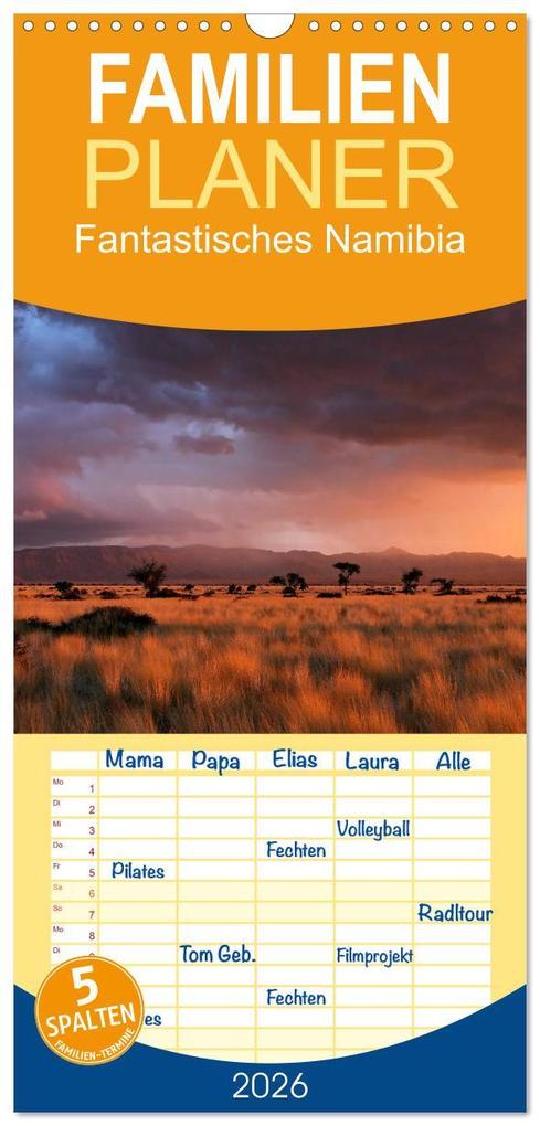 Familienplaner 2026 - Fantastisches Namibia mit 5 Spalten (Wandkalender 21 x 45 cm) CALVENDO