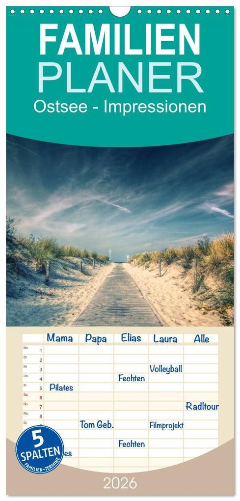 Familienplaner 2026 - Ostsee - Impressionen mit 5 Spalten (Wandkalender 21 x 45 cm) CALVENDO