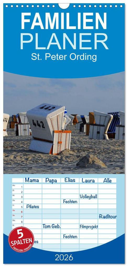 Familienplaner 2026 - St. Peter Ording mit 5 Spalten (Wandkalender 21 x 45 cm) CALVENDO