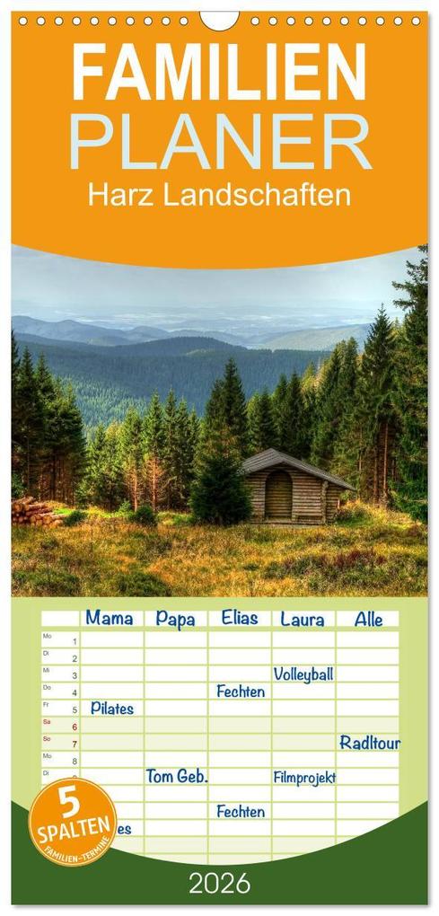 Familienplaner 2026 - Harz Landschaften mit 5 Spalten (Wandkalender 21 x 45 cm) CALVENDO