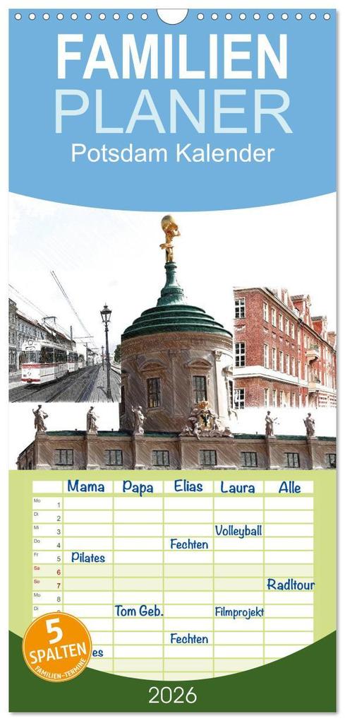 Familienplaner 2026 - Potsdam Kalender mit 5 Spalten (Wandkalender 21 x 45 cm) CALVENDO