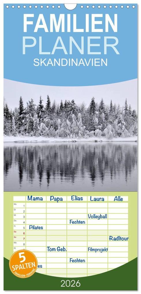 Familienplaner 2026 - SKANDINAVIEN mit 5 Spalten (Wandkalender 21 x 45 cm) CALVENDO