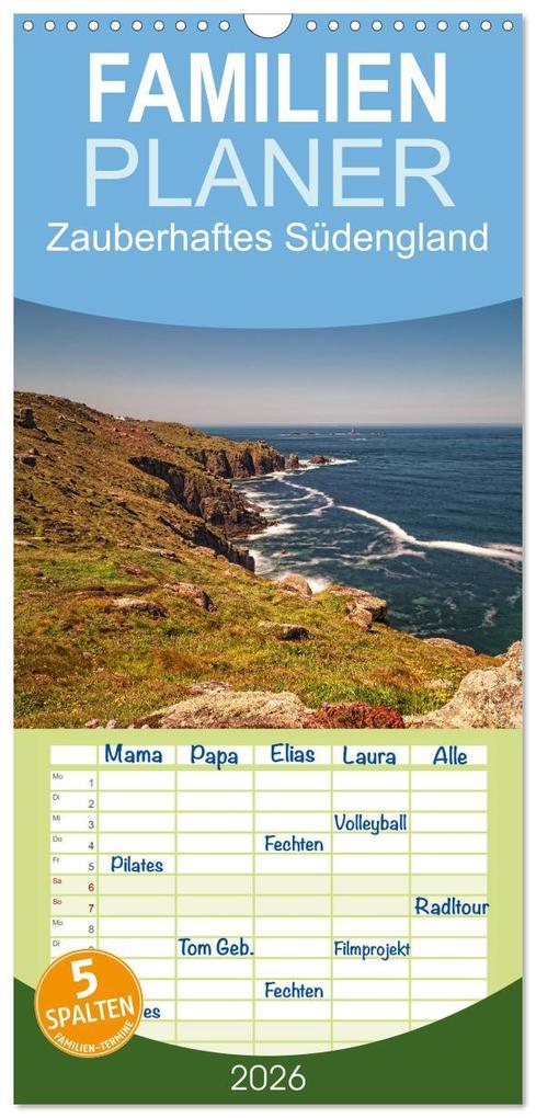 Familienplaner 2026 - Zauberhaftes Südengland mit 5 Spalten (Wandkalender 21 x 45 cm) CALVENDO