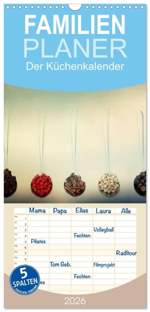 Familienplaner 2026 - Der Küchenkalender mit 5 Spalten (Wandkalender 21 x 45 cm) CALVENDO