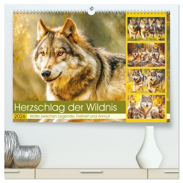 Herzschlag der Wildnis. Wölfe zwischen Legende Freiheit und Anmut (hochwertiger Premium Wandkalender 2026 DIN A2 quer) Kunstdruck in Hochglanz