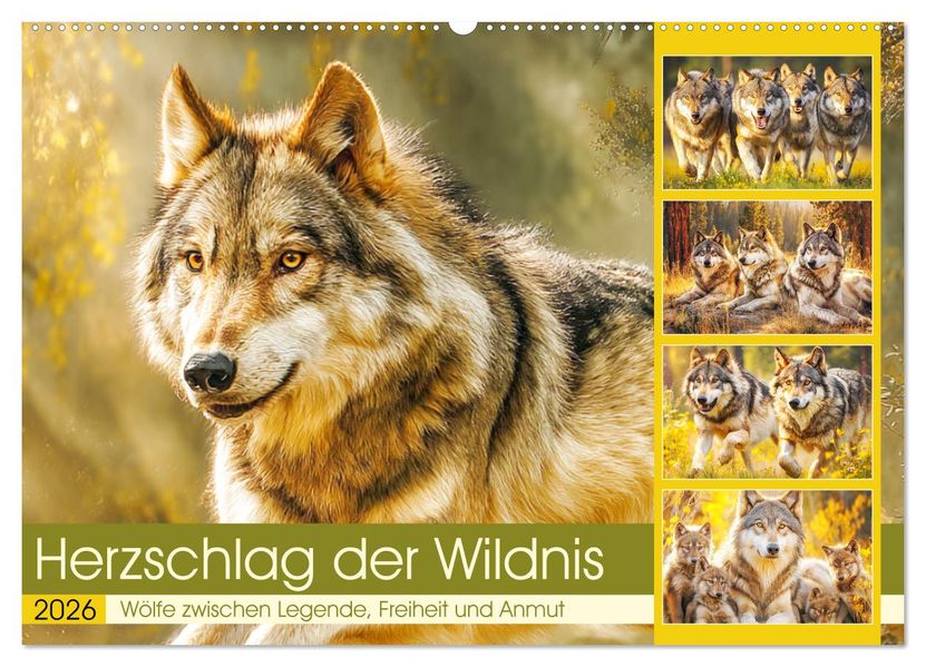 Herzschlag der Wildnis. Wölfe zwischen Legende Freiheit und Anmut (Wandkalender 2026 DIN A2 quer) CALVENDO Monatskalender