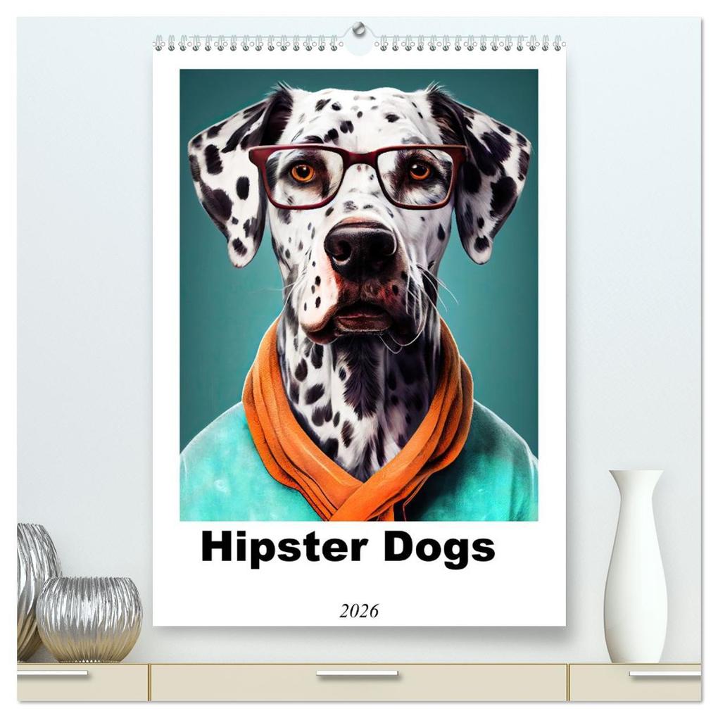 Hipster Dogs (High Quality Premium Wall Calendar 2026 DIN A2 portrait)CALVENDO 12 Month Wall Calendar