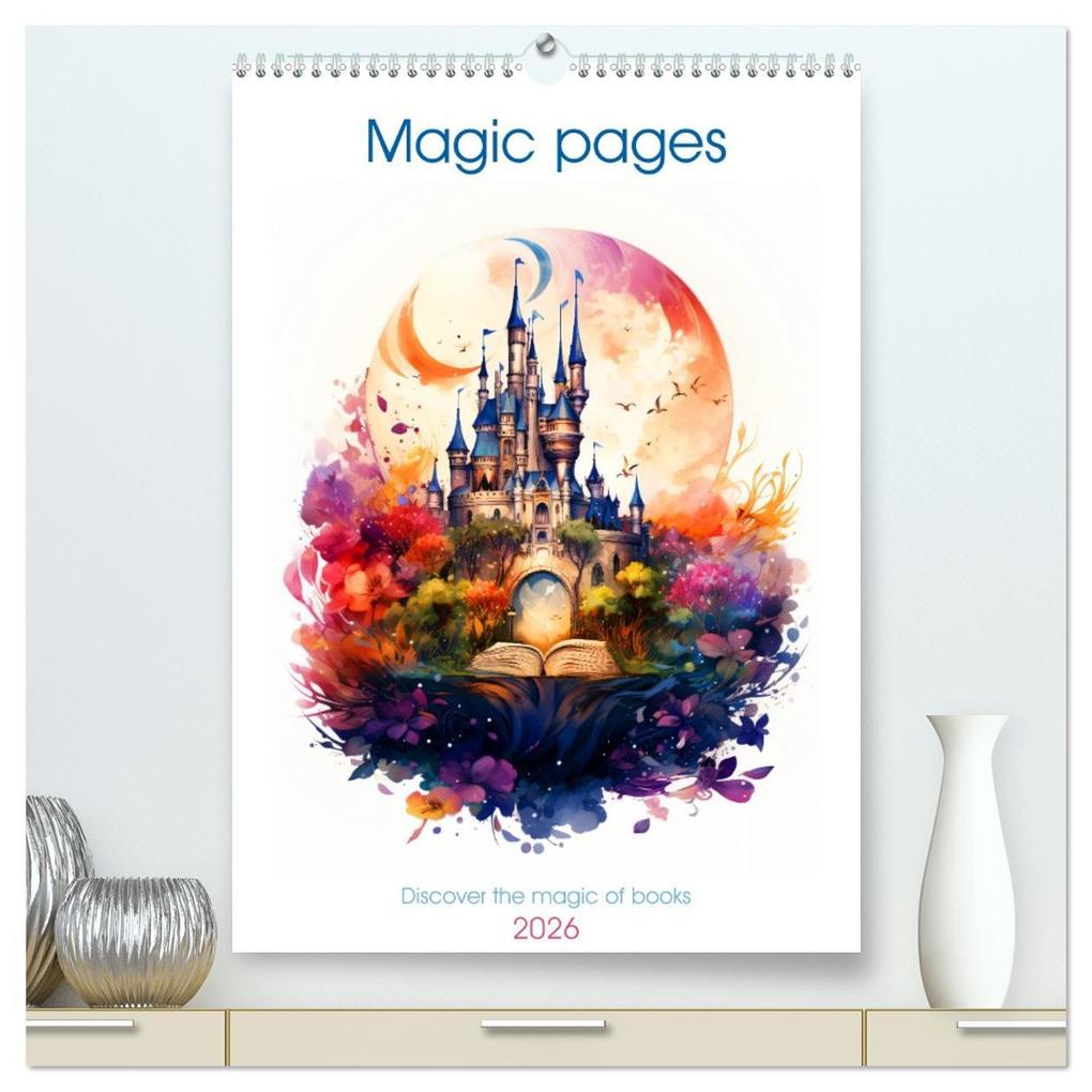 Magic pages - Discover the magic of books (High Quality Premium Wall Calendar 2026 DIN A2 portrait)CALVENDO 12 Month Wall Calendar