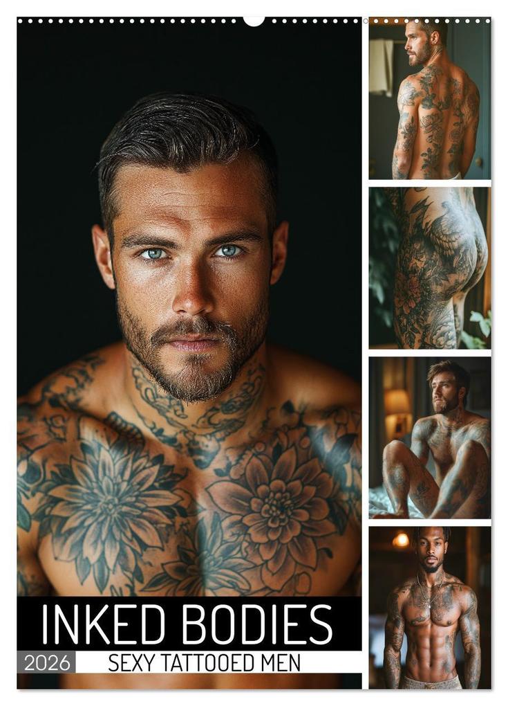 Inked Bodies - Sexy Tattooed Men (Wall Calendar 2026 DIN A2 portrait) CALVENDO 12 Month Wall Calendar