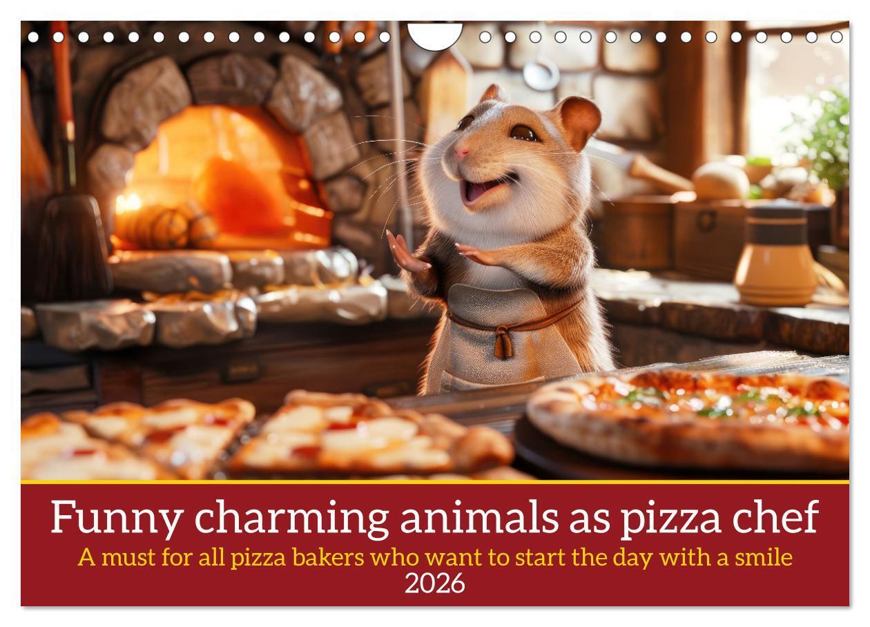 Funny charming animals as pizza chef (Wall Calendar 2026 DIN A4 landscape) CALVENDO 12 Month Wall Calendar