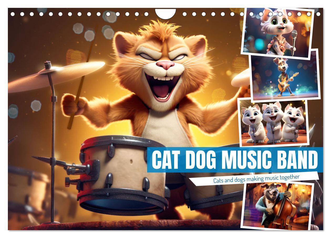 Cat dog music band (Wall Calendar 2026 DIN A4 landscape) CALVENDO 12 Month Wall Calendar