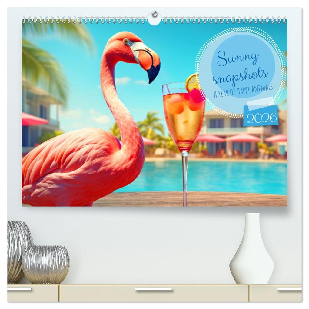 Sunny snapshots - A year of happy animals (High Quality Premium Wall Calendar 2026 DIN A2 landscape)CALVENDO 12 Month Wall Calendar