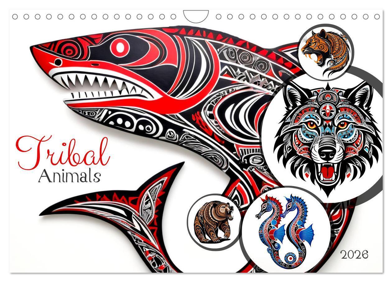 Tribal animals (Wall Calendar 2026 DIN A4 landscape) CALVENDO 12 Month Wall Calendar
