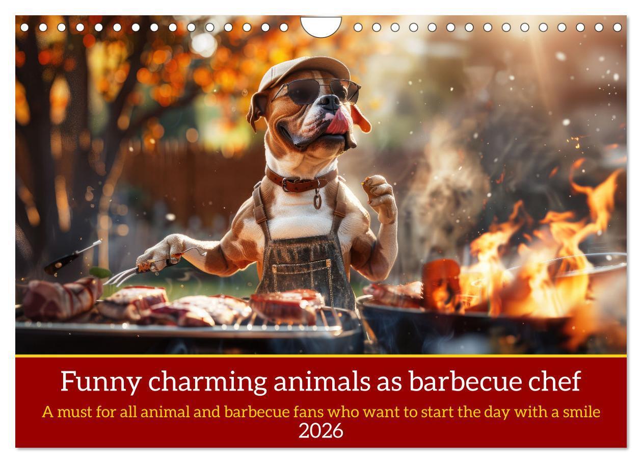 Funny charming animals as barbecue chef (Wall Calendar 2026 DIN A4 landscape) CALVENDO 12 Month Wall Calendar
