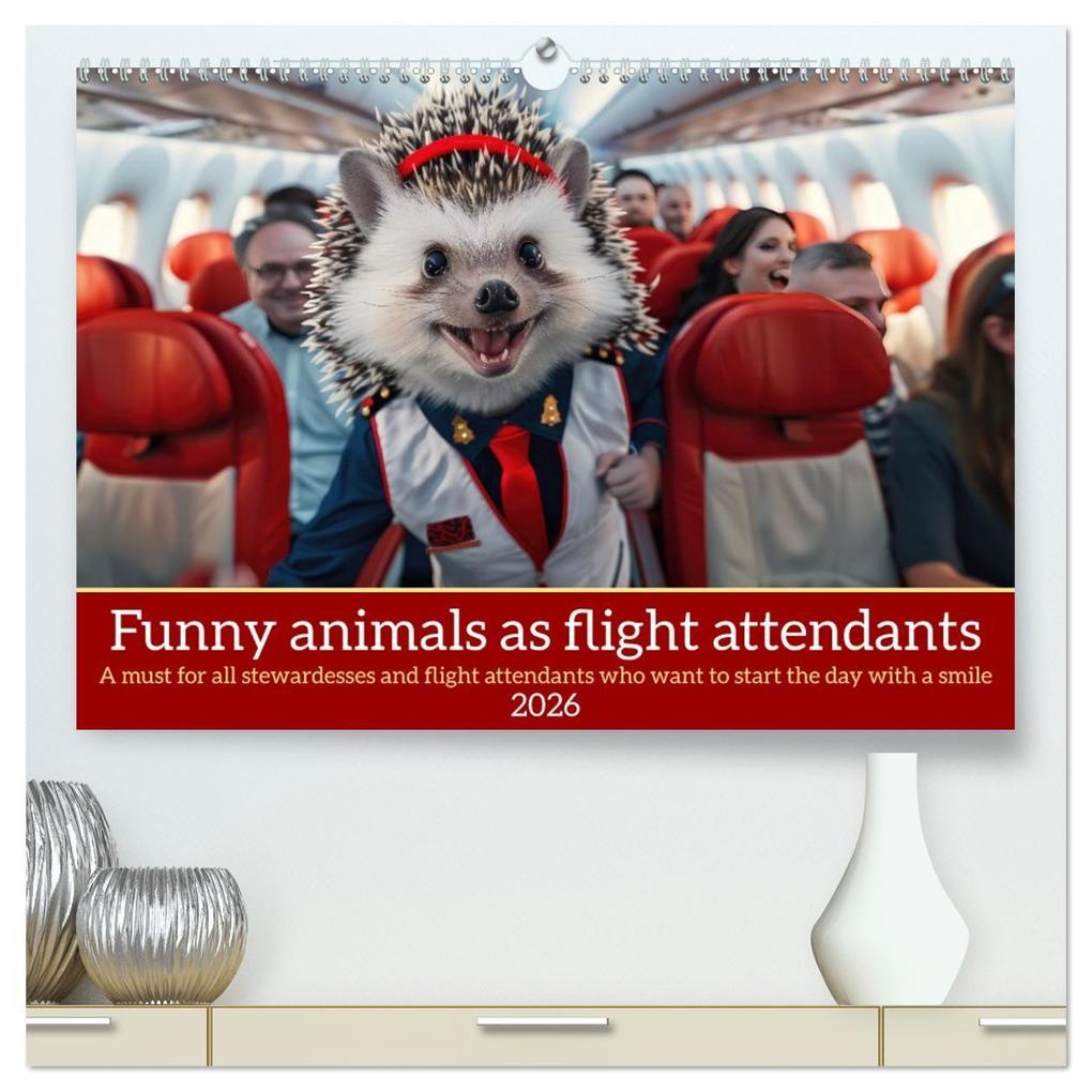 Funny animals as flight attendants (High Quality Premium Wall Calendar 2026 DIN A2 landscape)CALVENDO 12 Month Wall Calendar