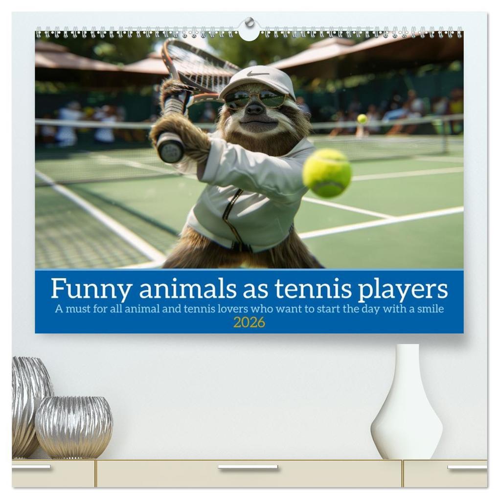 Funny animals as tennis players (High Quality Premium Wall Calendar 2026 DIN A2 landscape)CALVENDO 12 Month Wall Calendar