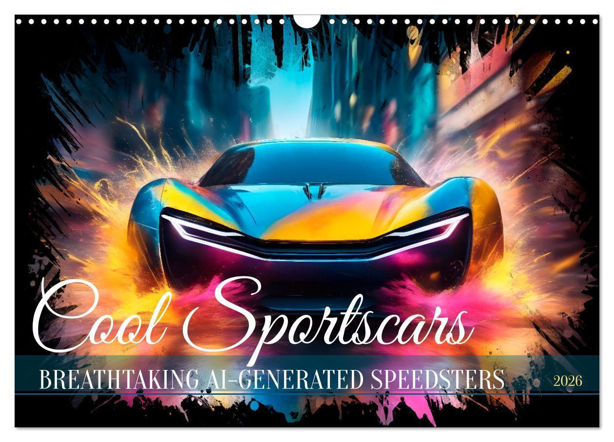 COOL SPORTSCARS Breathtaking AI-generated speedsters (Wall Calendar 2026 DIN A3 landscape) CALVENDO 12 Month Wall Calendar