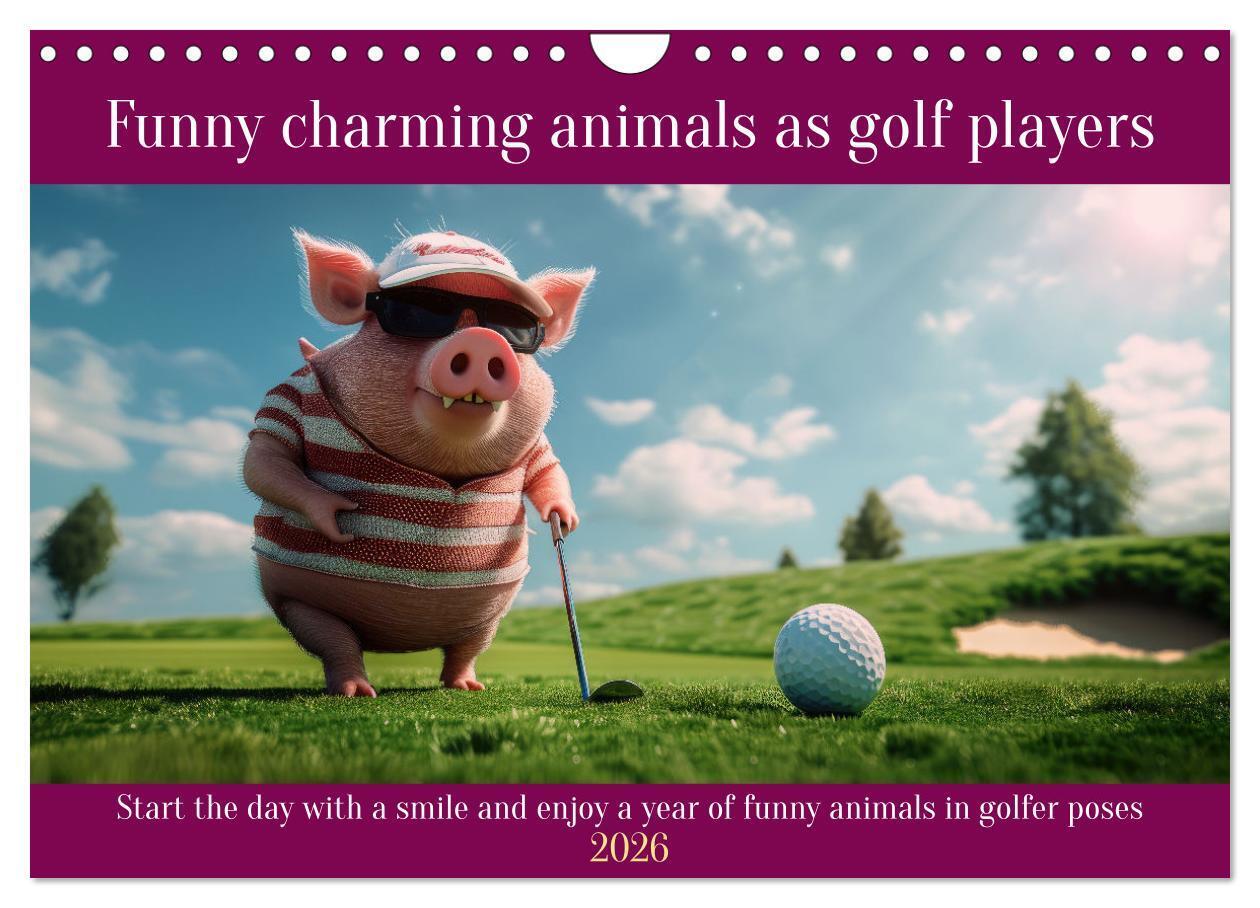 Funny charming animals as golf players (Wall Calendar 2026 DIN A4 landscape) CALVENDO 12 Month Wall Calendar