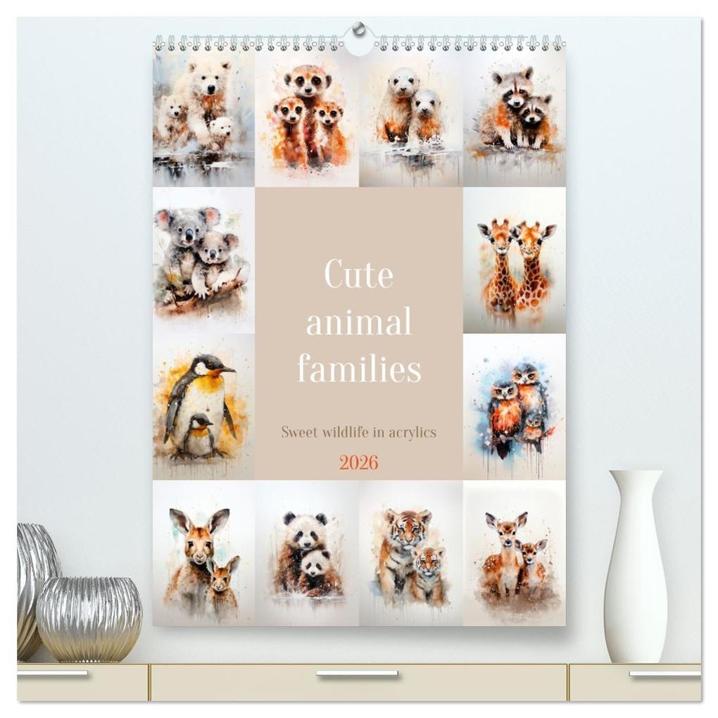 Cute animal families (High Quality Premium Wall Calendar 2026 DIN A2 portrait)CALVENDO 12 Month Wall Calendar