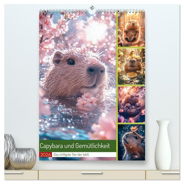 Capybara und Gemütlichkeit (hochwertiger Premium Wandkalender 2026 DIN A2 hoch) Kunstdruck in Hochglanz