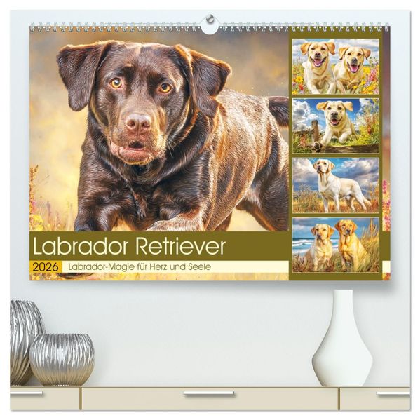 Labrador Retriever. Labrador-Magie für Herz und Seele (hochwertiger Premium Wandkalender 2026 DIN A2 quer) Kunstdruck in Hochglanz