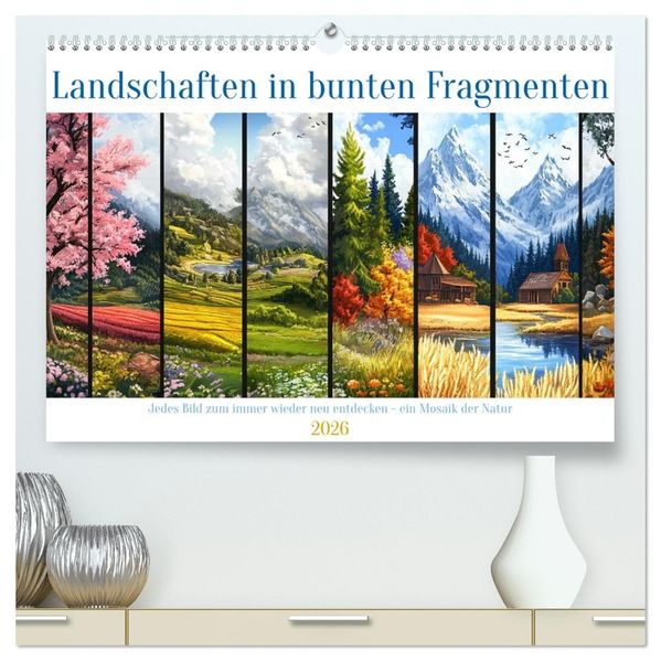Landschaften in bunten Fragmenten (hochwertiger Premium Wandkalender 2026 DIN A2 quer) Kunstdruck in Hochglanz