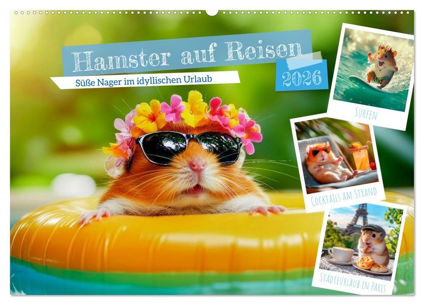 Hamster auf Reisen (Wandkalender 2026 DIN A2 quer) CALVENDO Monatskalender