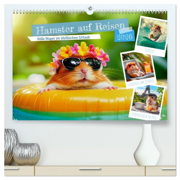 Hamster auf Reisen (hochwertiger Premium Wandkalender 2026 DIN A2 quer) Kunstdruck in Hochglanz