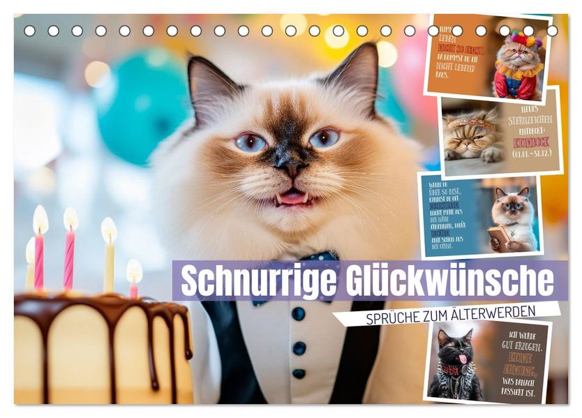 Schnurrige Glückwünsche - Sprüche zum Älterwerden (Tischkalender 2026 DIN A5 quer) CALVENDO Monatskalender