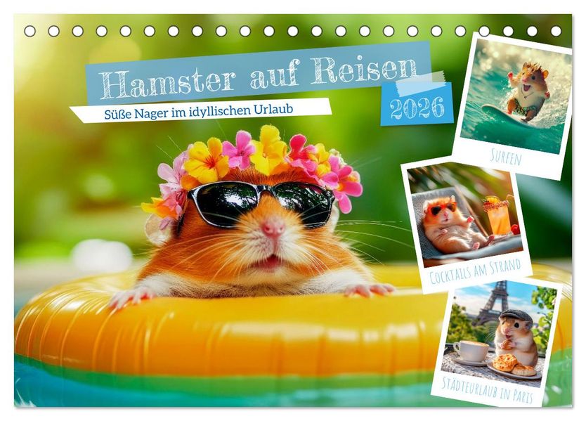 Hamster auf Reisen (Tischkalender 2026 DIN A5 quer) CALVENDO Monatskalender