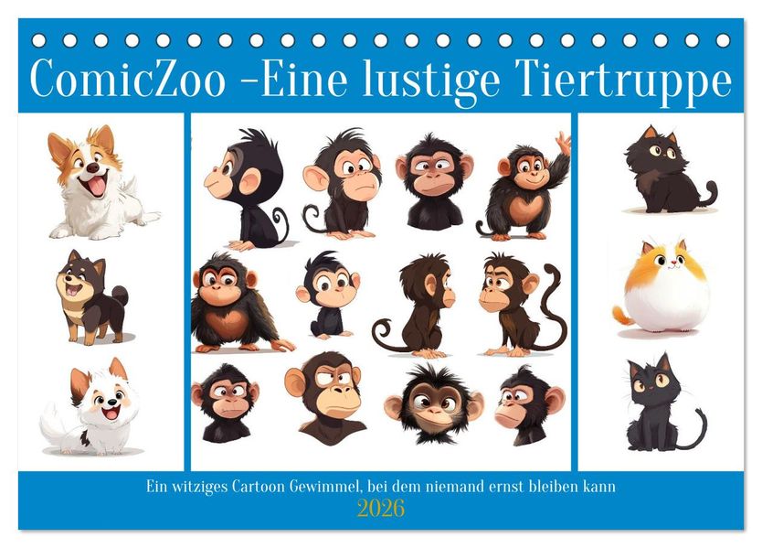ComicZoo - eine lustige Tiertruppe (Tischkalender 2026 DIN A5 quer) CALVENDO Monatskalender