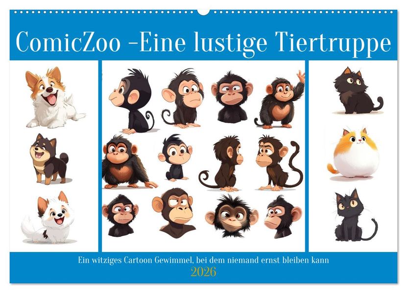 ComicZoo - eine lustige Tiertruppe (Wandkalender 2026 DIN A2 quer) CALVENDO Monatskalender