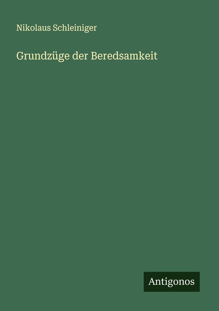 Grundzüge der Beredsamkeit