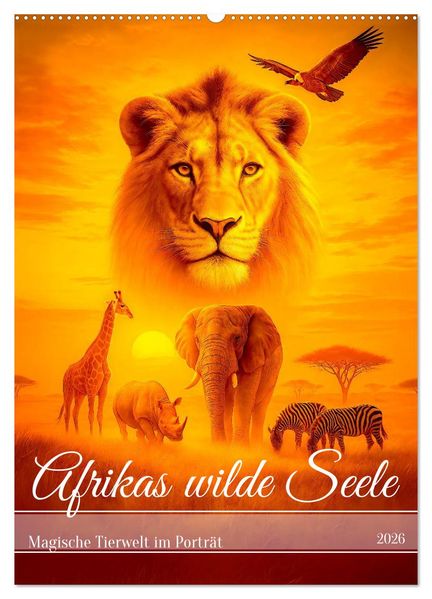 Afrikas wilde Seele - Magische Tierwelt im Porträt (Wandkalender 2026 DIN A2 hoch) CALVENDO Monatskalender