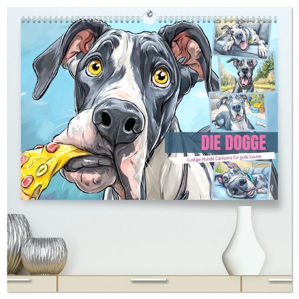 Die Dogge. Lustige Hunde Cartoons für gute Laune (hochwertiger Premium Wandkalender 2026 DIN A2 quer) Kunstdruck in Hochglanz