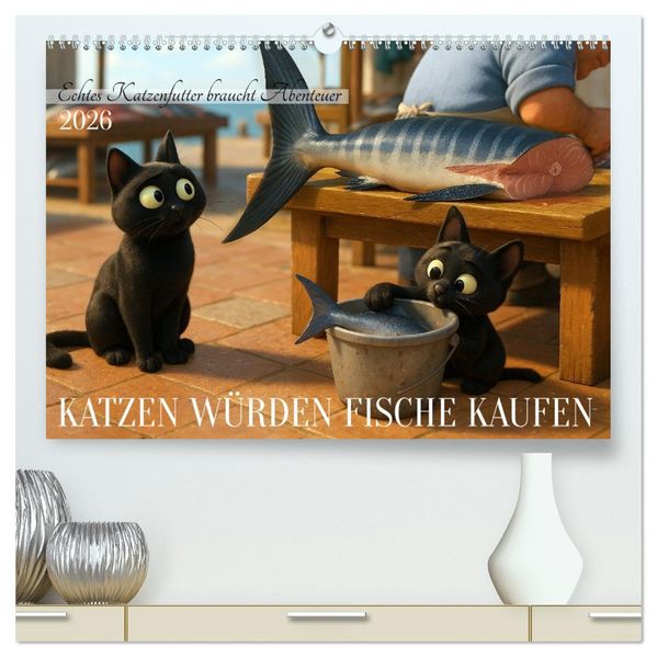 Katzen würden Fische kaufen (hochwertiger Premium Wandkalender 2026 DIN A2 quer) Kunstdruck in Hochglanz