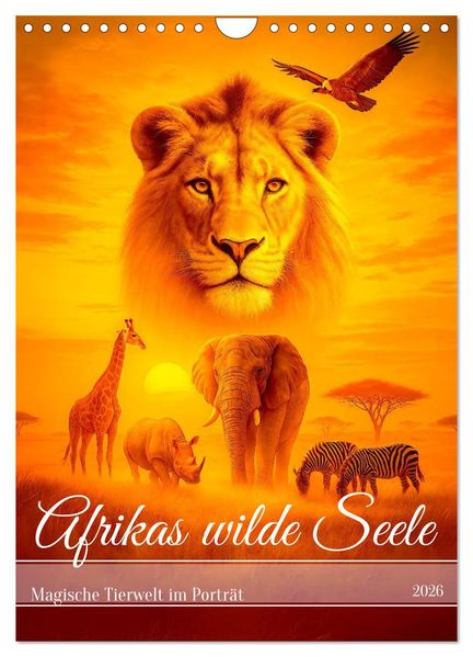 Afrikas wilde Seele - Magische Tierwelt im Porträt (Wandkalender 2026 DIN A4 hoch) CALVENDO Monatskalender