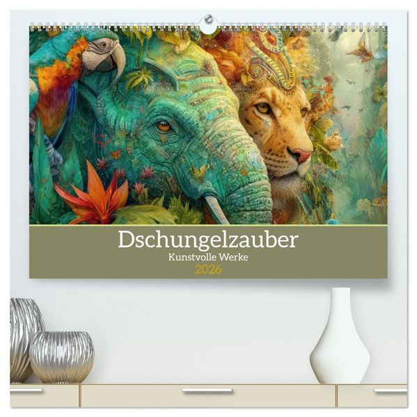 Dschungelzauber - Kunstvolle Werke (hochwertiger Premium Wandkalender 2026 DIN A2 quer) Kunstdruck in Hochglanz