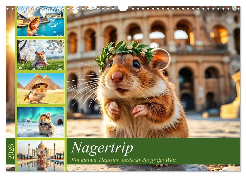 Nagertrip - Ein kleiner Hamster entdeckt die große Welt (Wandkalender 2026 DIN A3 quer) CALVENDO Monatskalender
