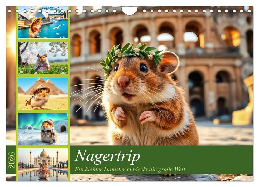 Nagertrip - Ein kleiner Hamster entdeckt die große Welt (Wandkalender 2026 DIN A4 quer) CALVENDO Monatskalender