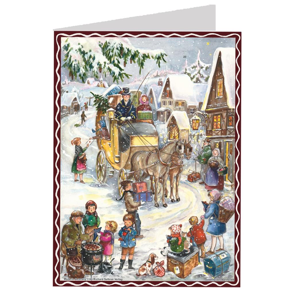 Postkarten-Adventskalender 'Hurra die Kutsche kommt'