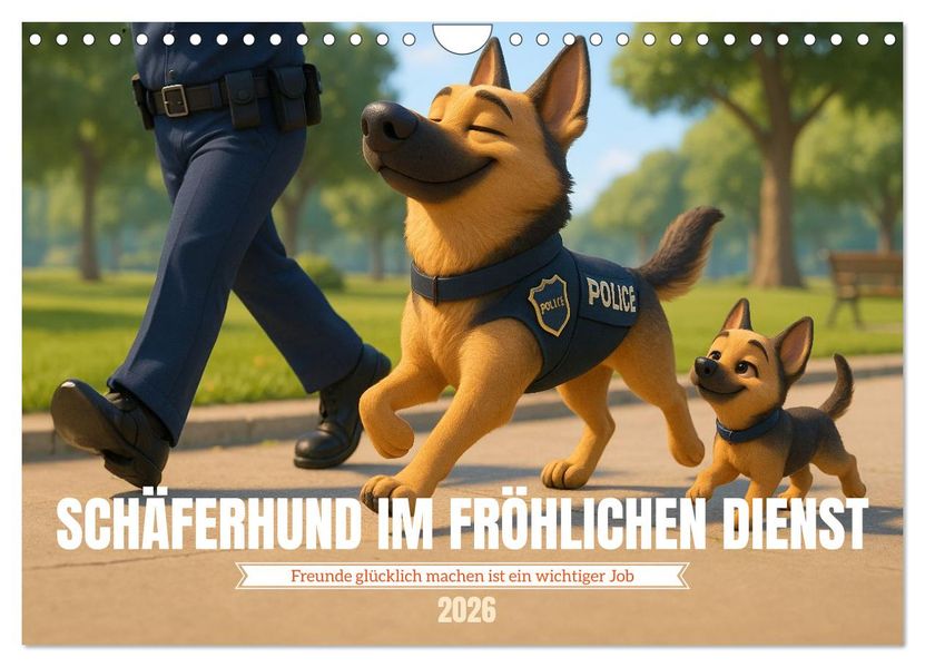 Schäferhund im fröhlichen Dienst (Wandkalender 2026 DIN A4 quer) CALVENDO Monatskalender