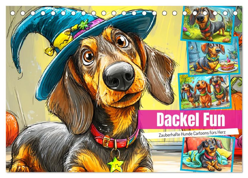 Dackel Fun. Zauberhafte Hunde Cartoons fürs Herz (Tischkalender 2026 DIN A5 quer) CALVENDO Monatskalender