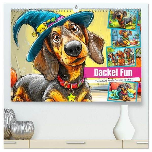 Dackel Fun. Zauberhafte Hunde Cartoons fürs Herz (hochwertiger Premium Wandkalender 2026 DIN A2 quer) Kunstdruck in Hochglanz