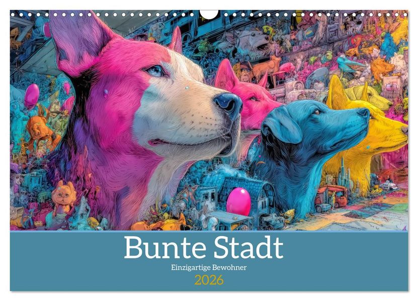 Bunte Stadt - Einzigartige Bewohner (Wandkalender 2026 DIN A3 quer) CALVENDO Monatskalender