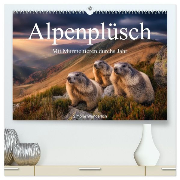 Alpenplüsch - Mit Murmeltieren durchs Jahr (hochwertiger Premium Wandkalender 2026 DIN A2 quer) Kunstdruck in Hochglanz