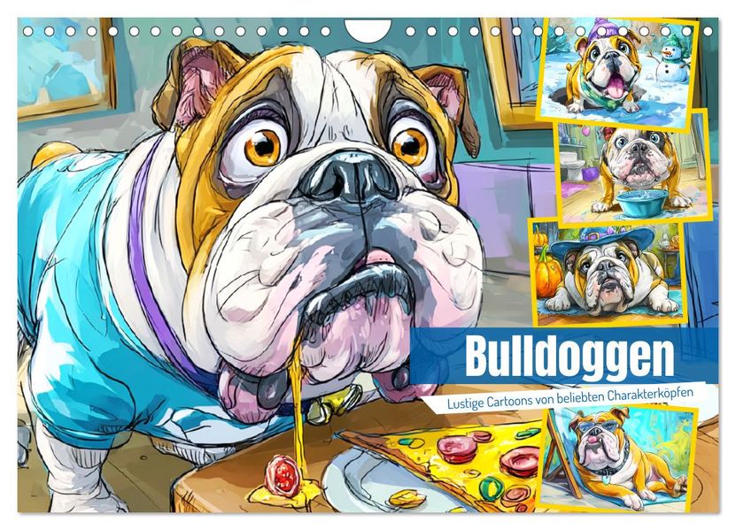 Bulldoggen. Lustige Cartoons von beliebten Charakterköpfen (Wandkalender 2026 DIN A4 quer) CALVENDO Monatskalender
